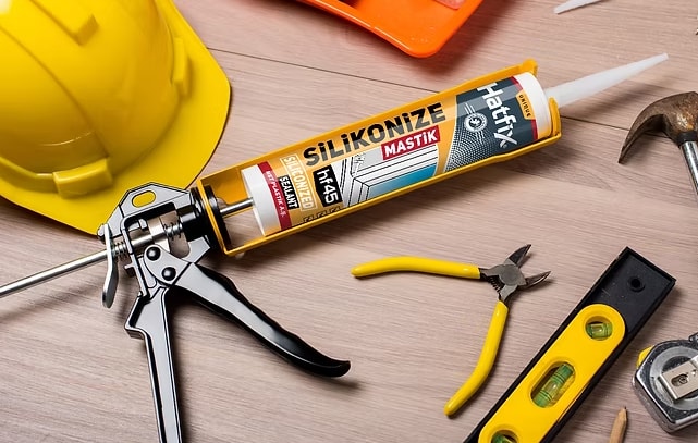 Silikonize Grimastik Tavan Kaplama Yapıştırıcı Güçlü Yapıştırıcı Gri Silikon