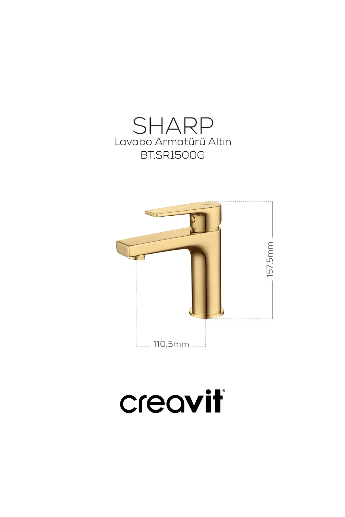 Sharp Lavabo Armatürü Altın