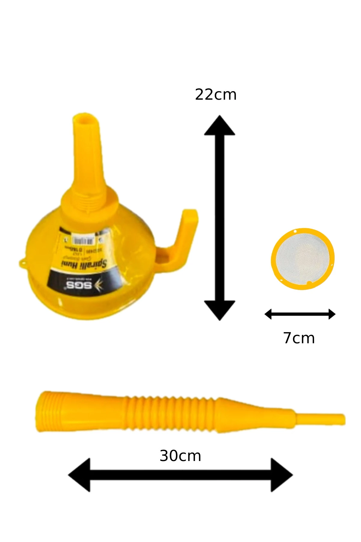 41cm sarı Roney süzgeçli körüklü Plastik huni