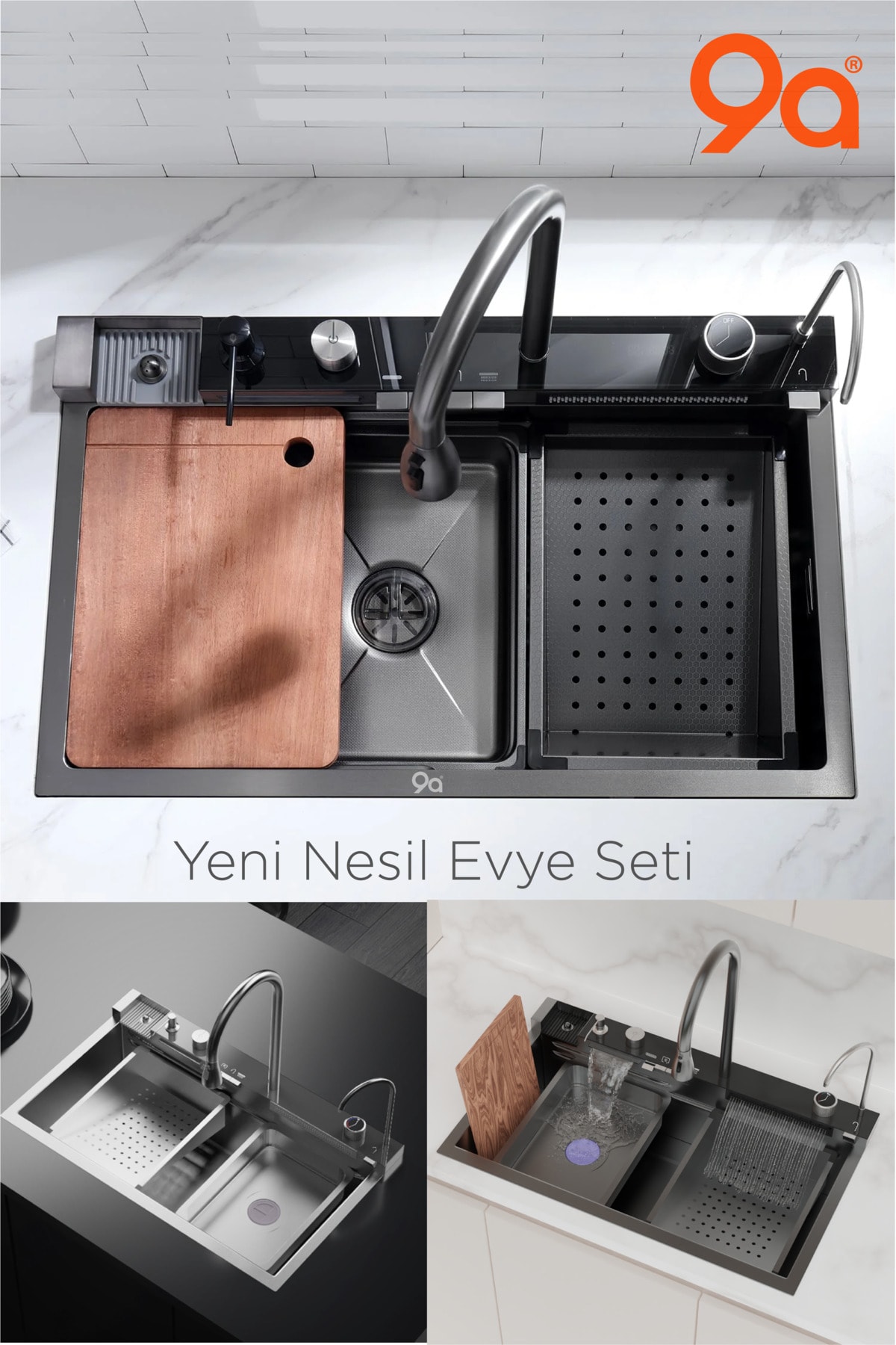 Mutfak Eviyesi Teknolojik Akıllı Eviye 304 Materyal Paslanmaz Çelik 3 Mm Kalınlık Garantili