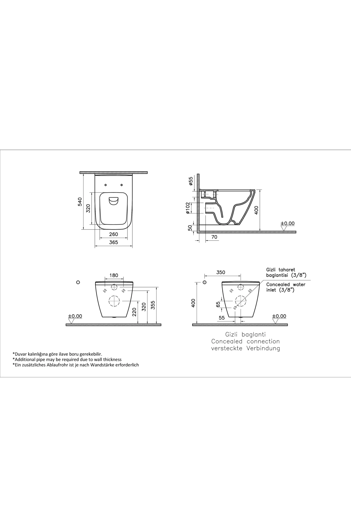İntegre Square 7082L003-0090 Rim-ex Asma Klozet