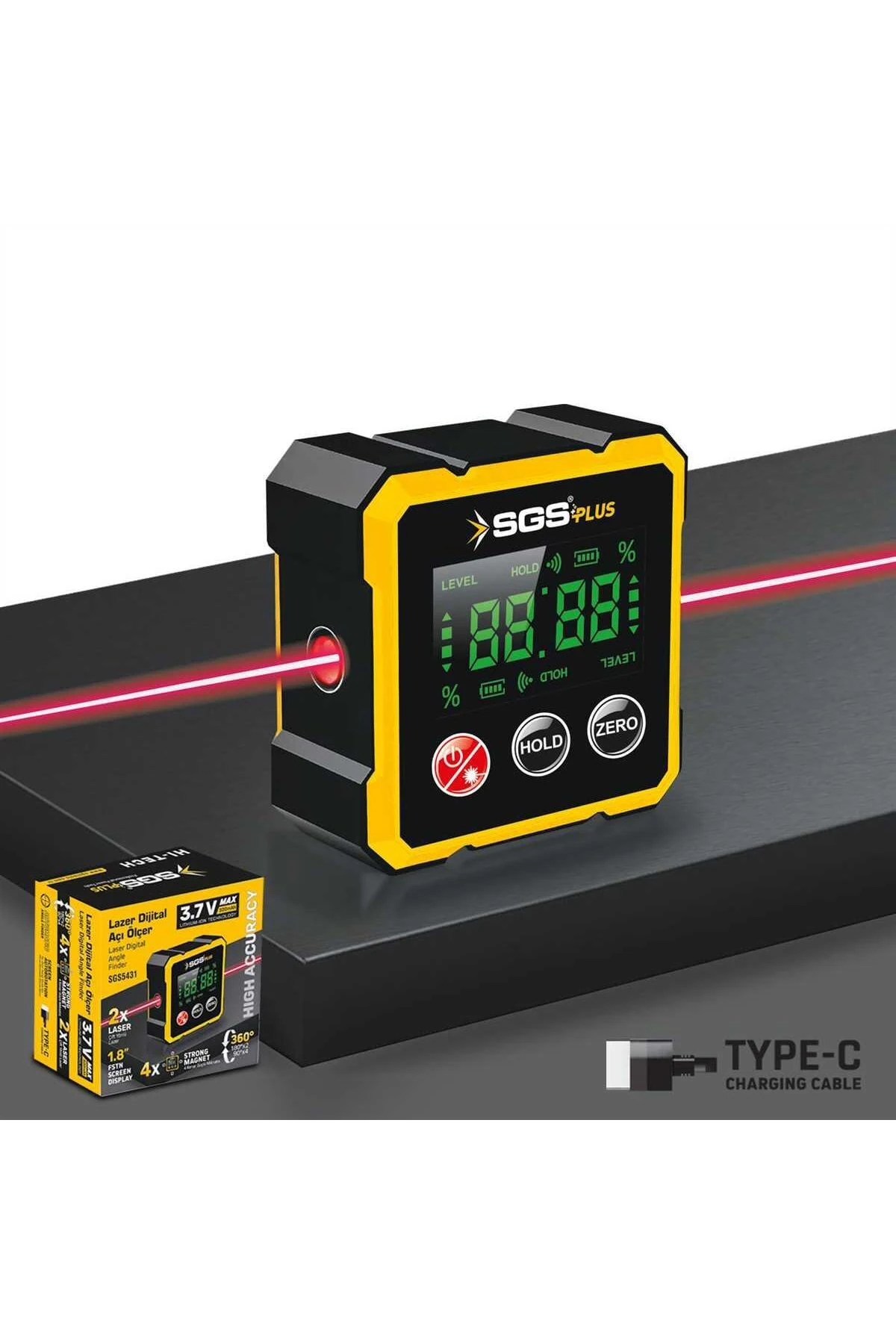 LAZER DİJİTAL AÇI ÖLÇER MIKNATISLI