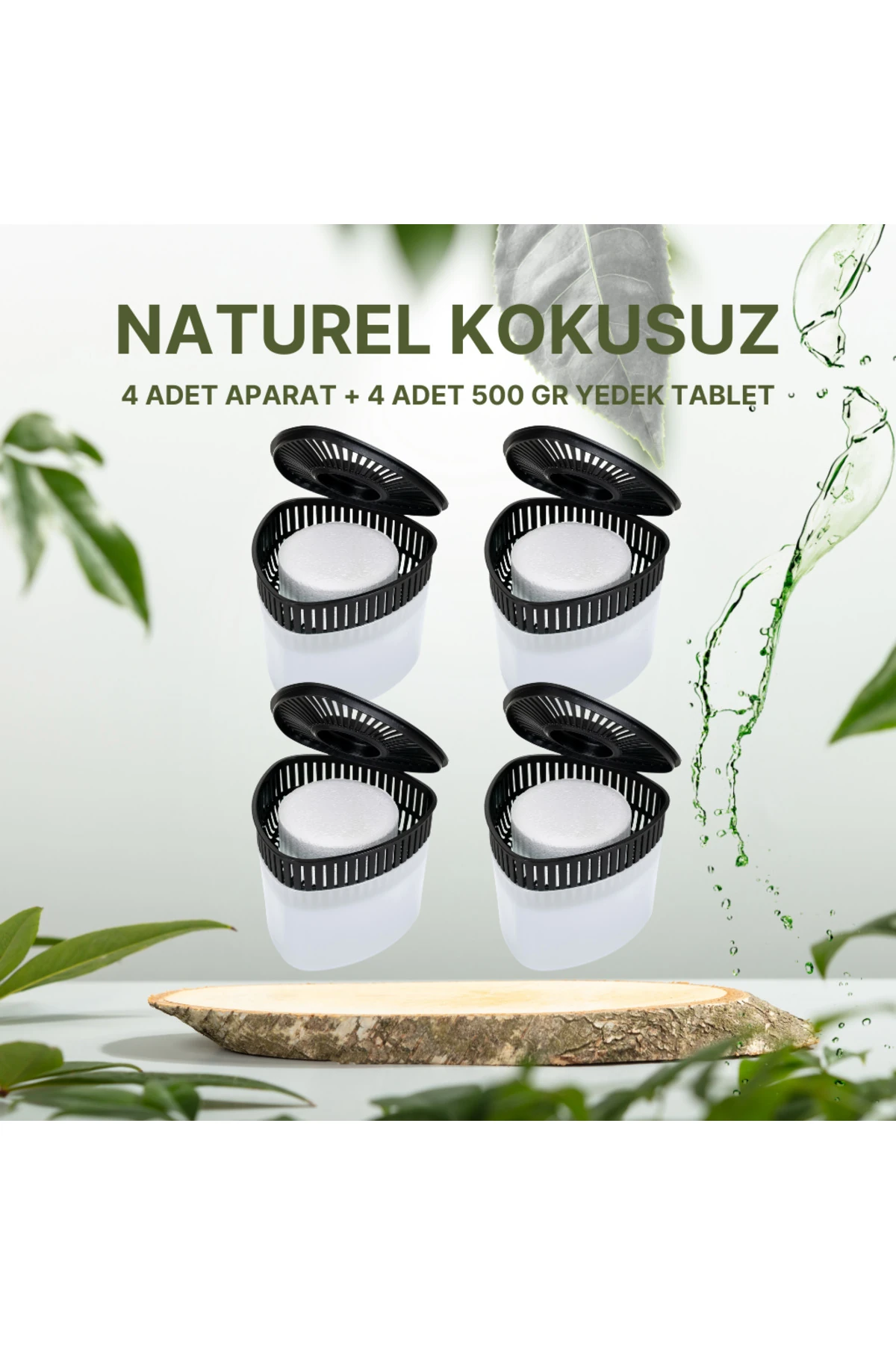 4 Adet 500 gr Nem Alıcılı Ve Rutubet Giderici Aparat Üçgen Naturel (TABLET DAHİL)