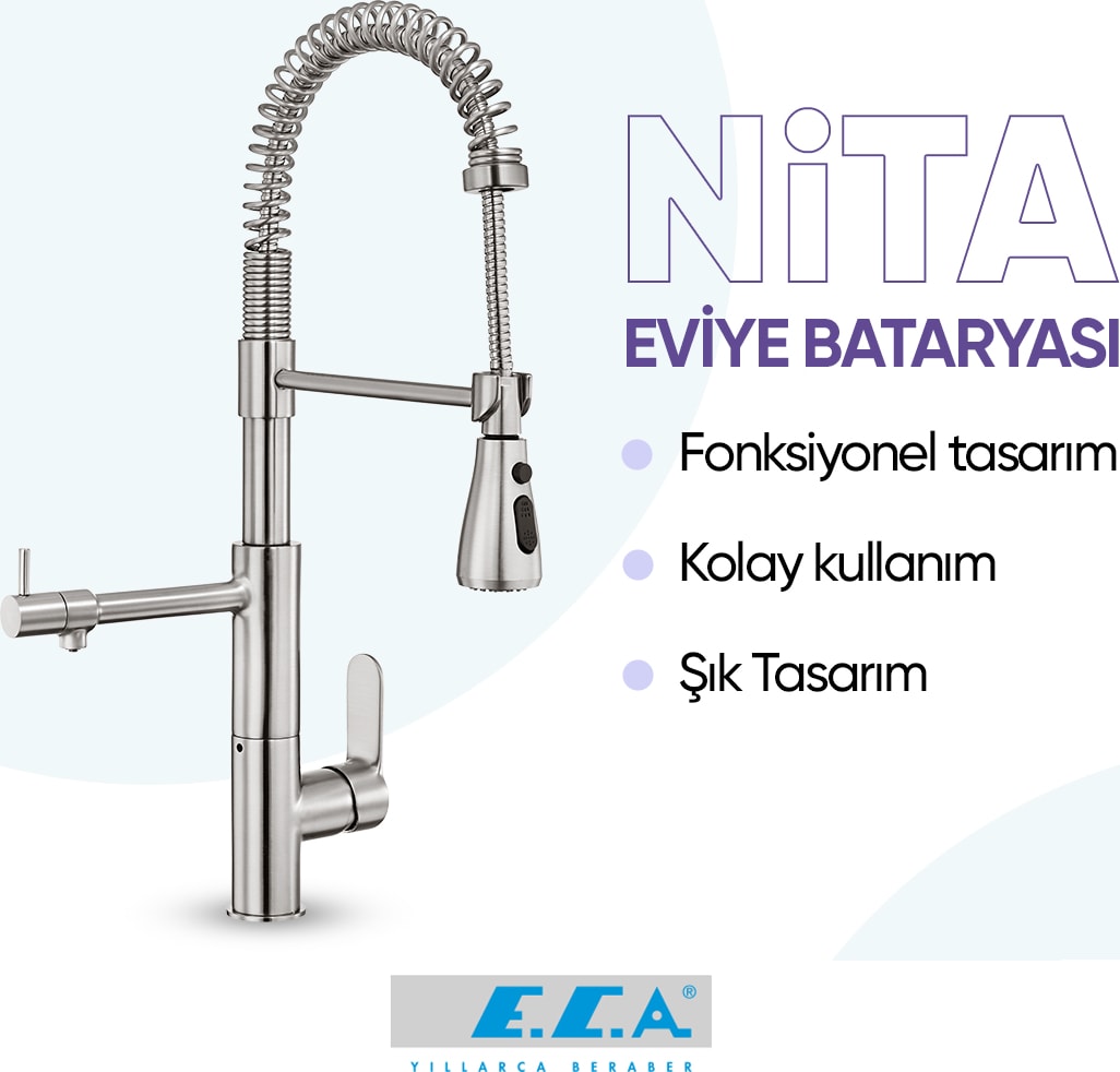 Eca Nita 3 Akışlı Arıtıcı Mutfak Eviye Bataryası Su Arıtma Bağlantılı 102118350