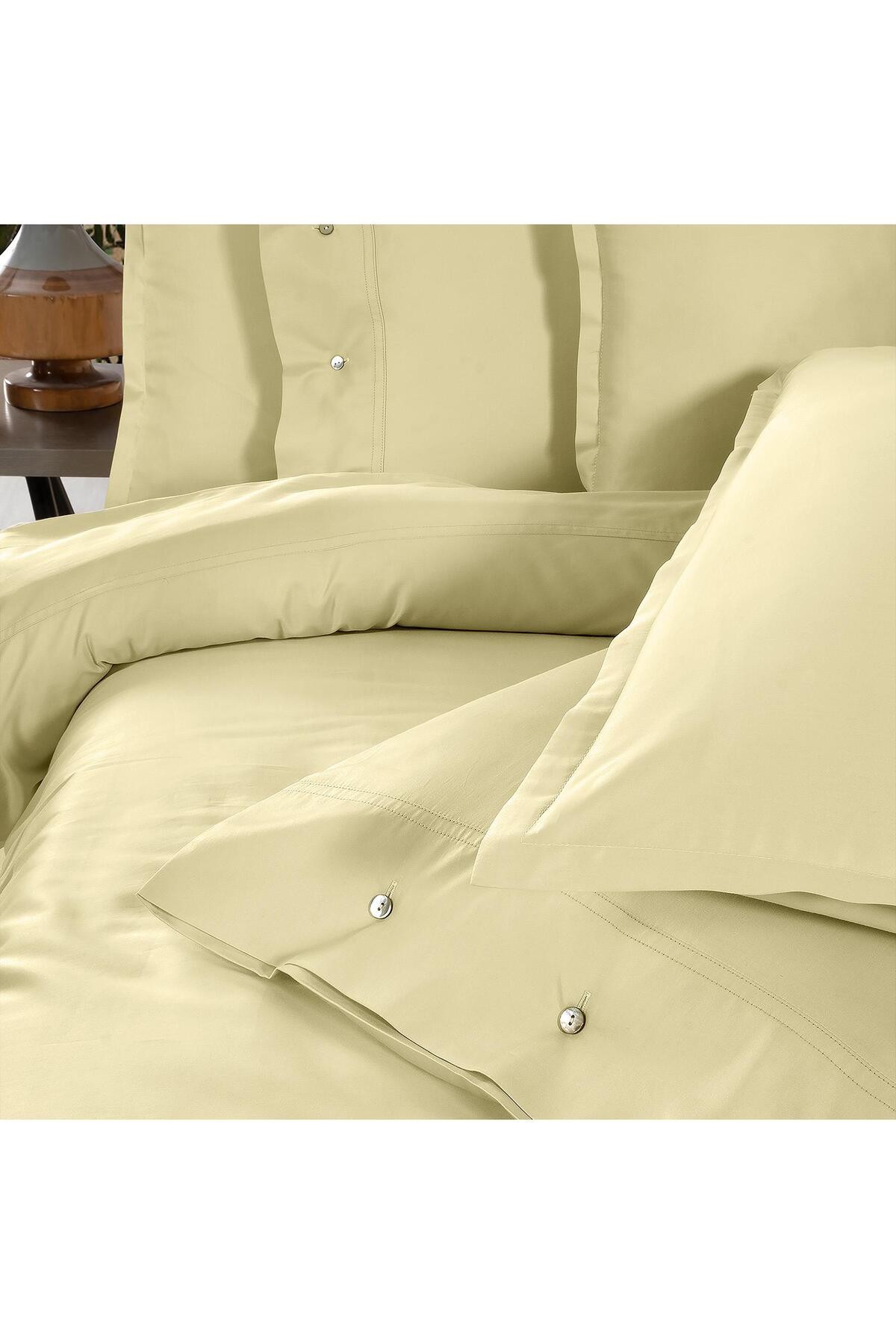 Monochrome Lemon Cream %100 Pamuk Saten ''300 TC" Nevresim Takımı  ÇK v5