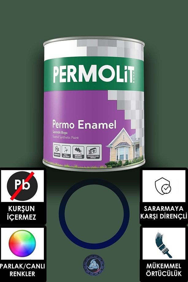 Permo Enamel Sentetik Yağlı Boya -alüminyum-ahşap-demir-metal- 0,250 L Nefti Yeşili