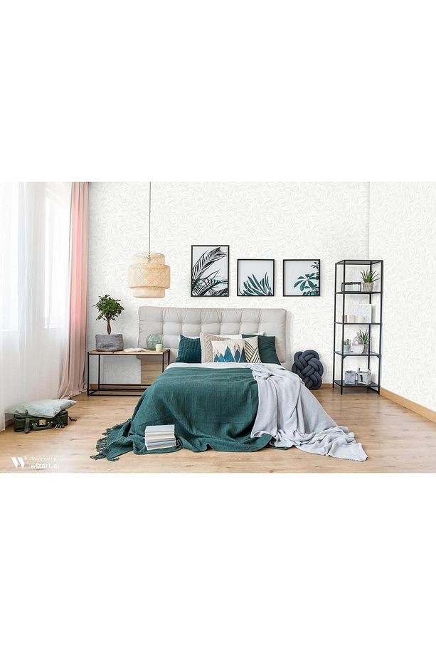 Seven 7812-1 Beyaz Yaprak Desenli Duvar Kağıdı 16,50 M2