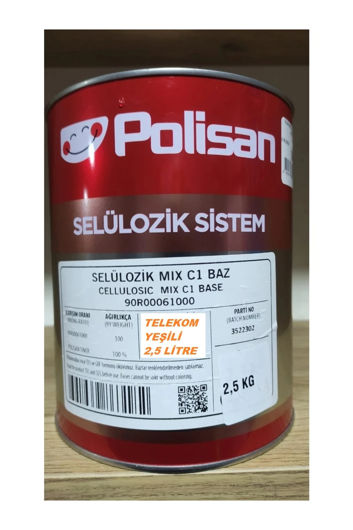 POLİSAN SELÜLOZİK BOYA TELEKOM YEŞİLİ BOYA 2,5 LİTRE KOD :5018
