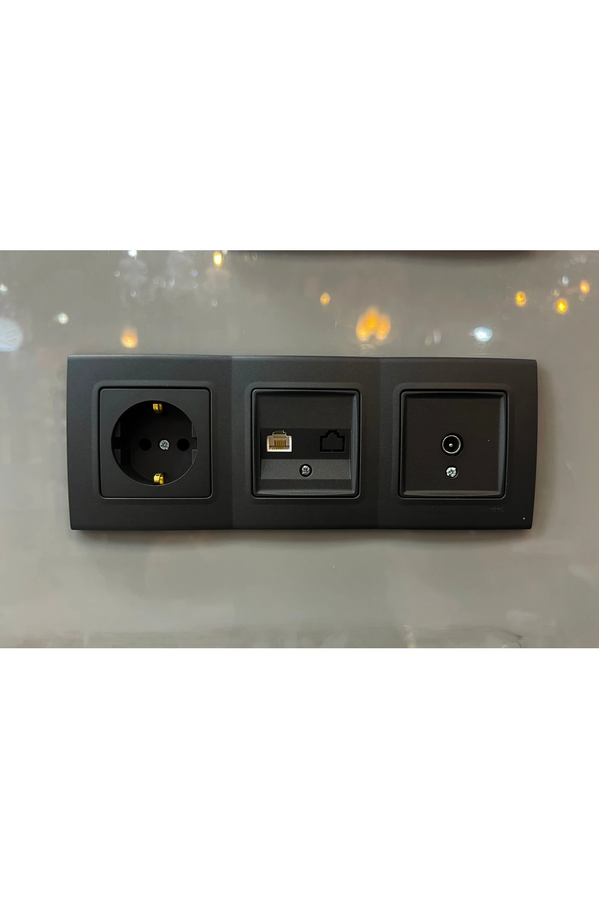 Linnera Life Gece Siyahı Üçlü Set Priz Tv Tlf