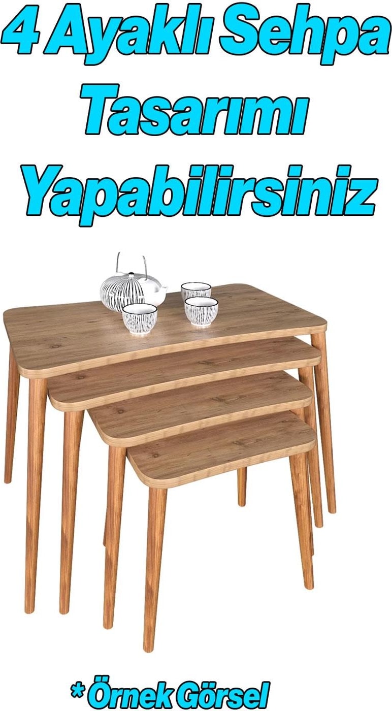 Ahşap Mobilya Ayağı 4 Adet Aparatlı 40 cm Sehpa Zigon Orta Masa Puf Tabure Tv Ünitesi Ayakları M8