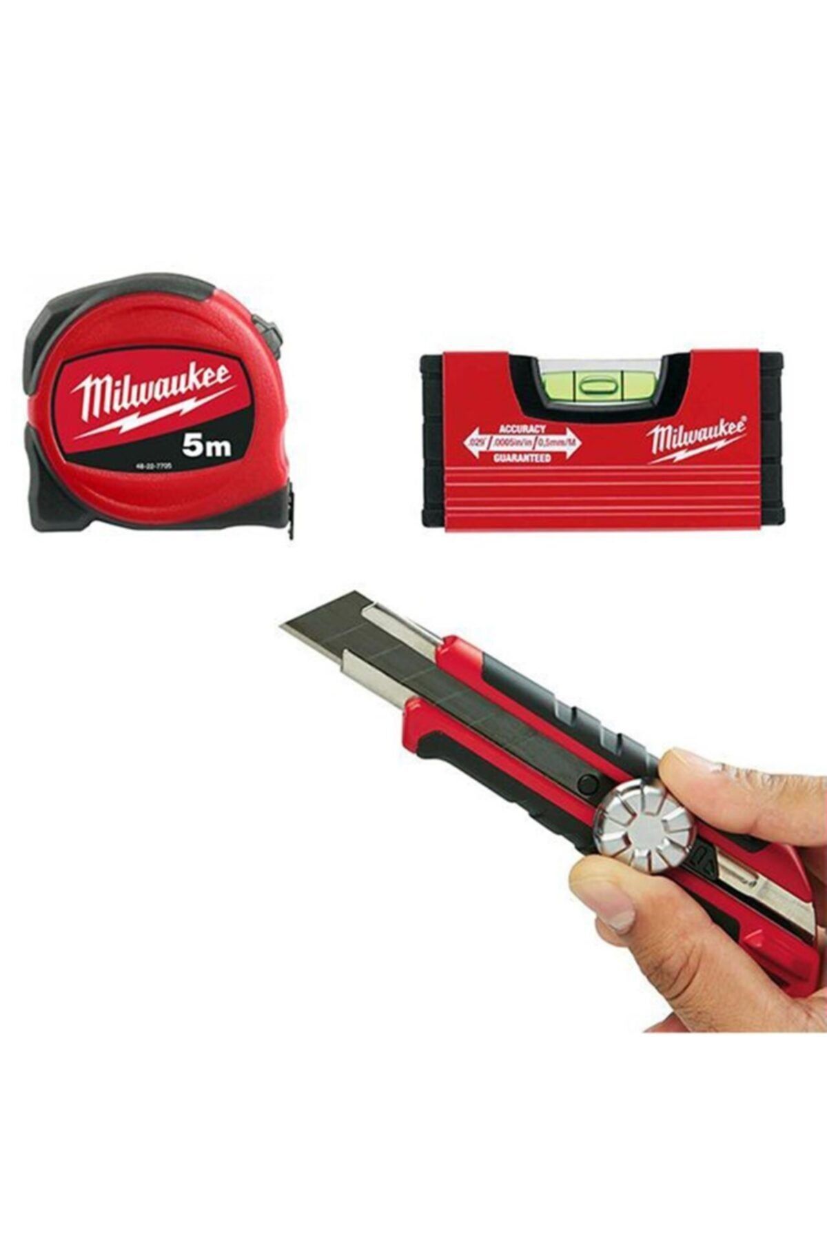 T4932471129 Ağır Hizmet Tipi 3’lü Set Maket Bıçağı, Metre Ve Su Terazisi