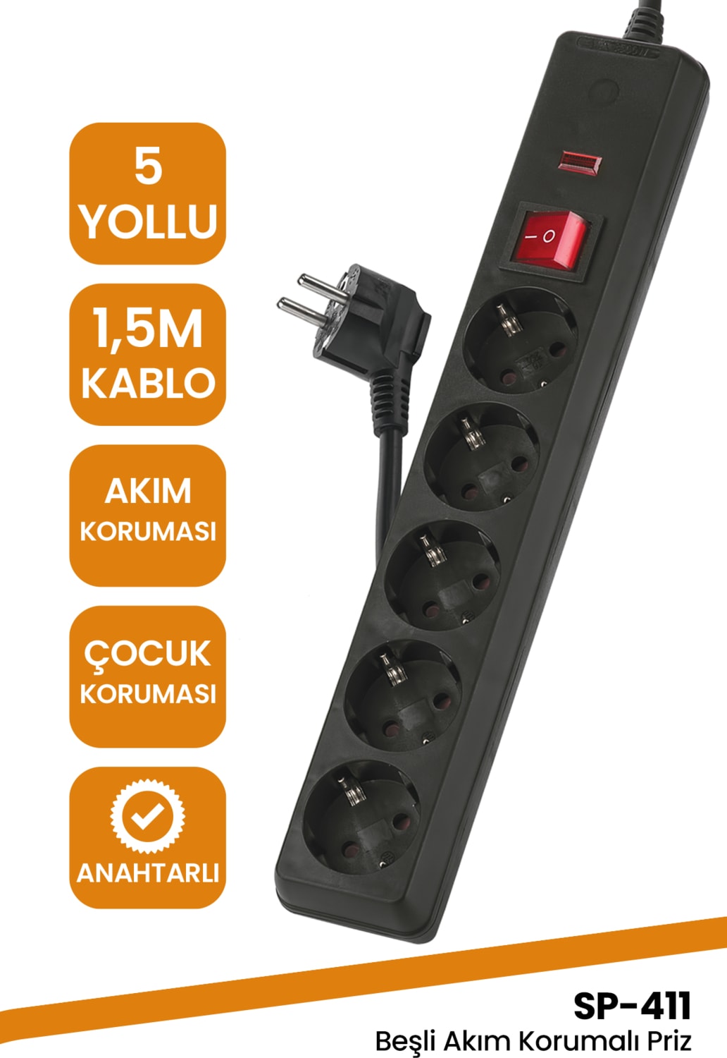 Sp-411 Akım Korumalı Grup Priz