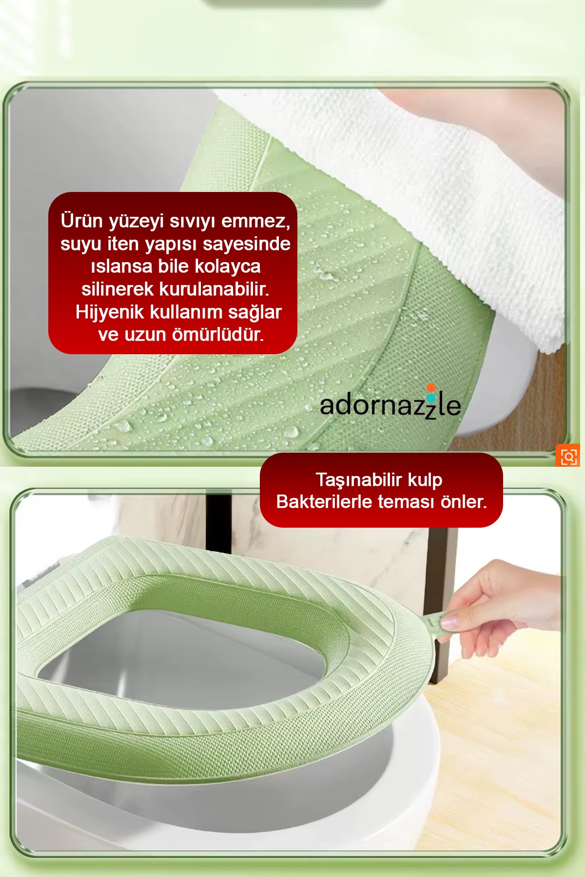 Yıkanabilir Klozet Kapağı Süngeri, Bükülebilir, Su Geçirmez, Rahat ve Pratik Kılıf