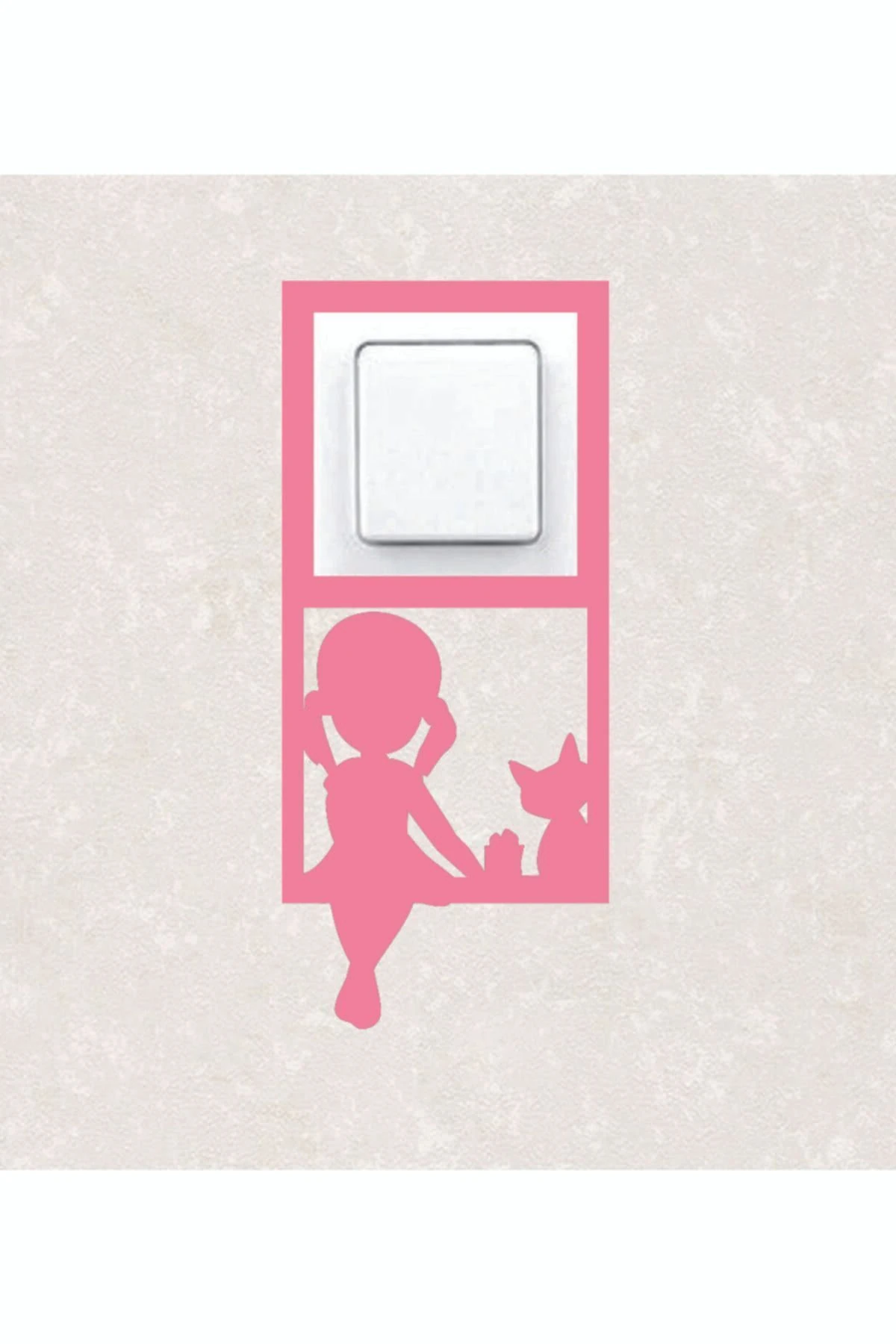 2111-p Lazer Kesim Ahşap Anahtar Priz Çerçevesi Pembe Tekli Çocuk Odası