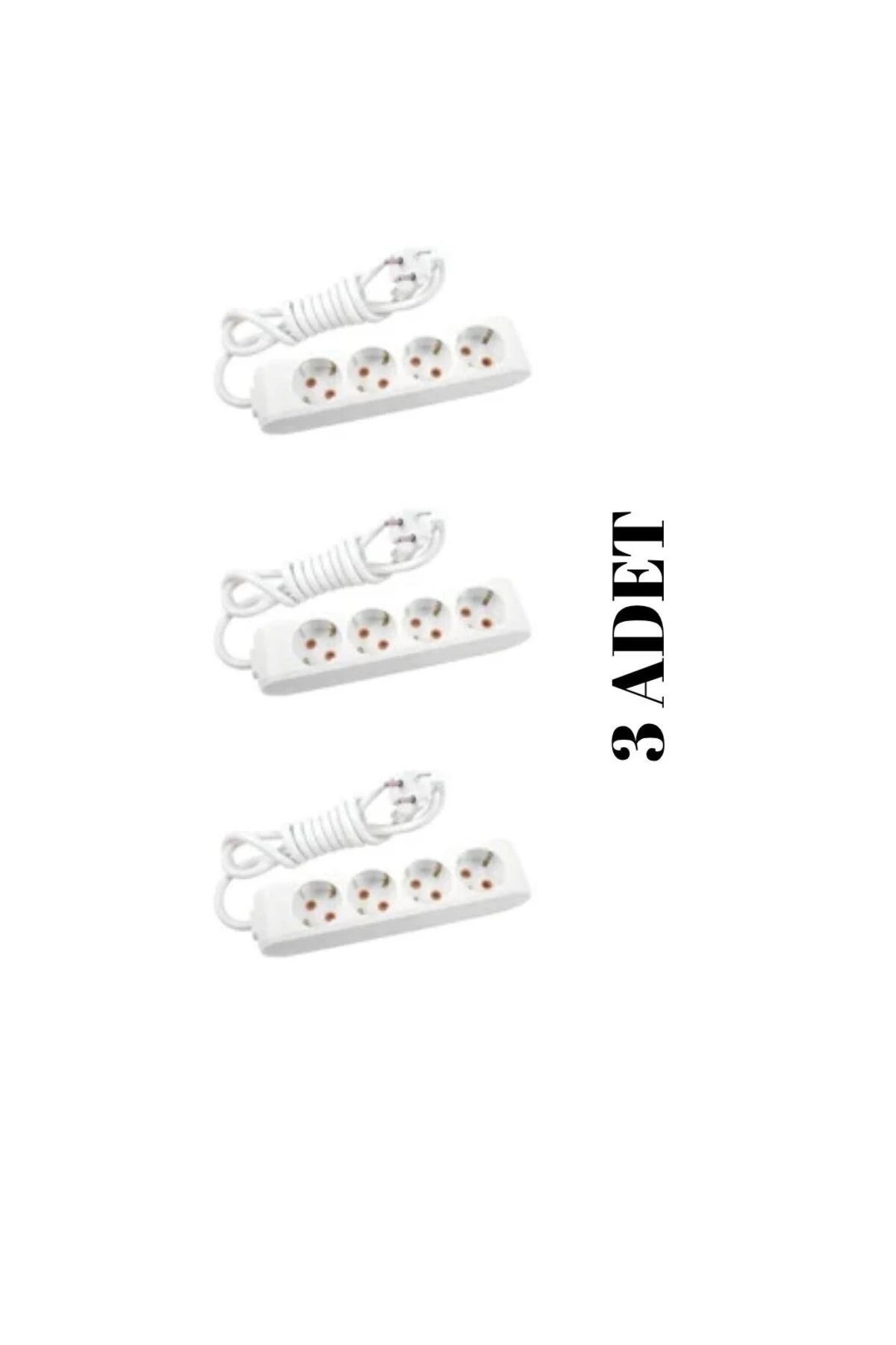 4'Lü 3 Metre Çoklu Priz x 3 Adet