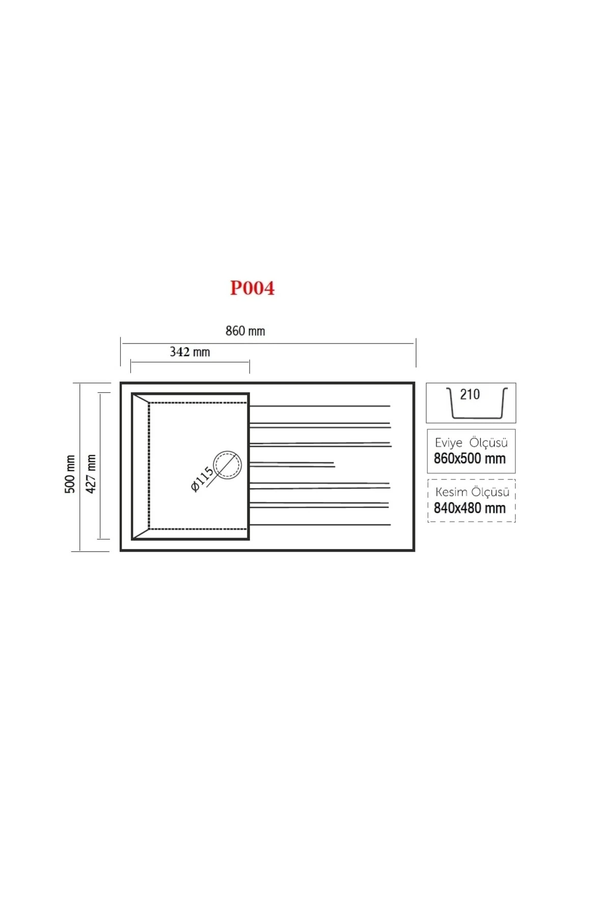 Granit Eviye 50x86 Cm Beyaz Troya Tezgah Üstü-tezgaha Sıfır