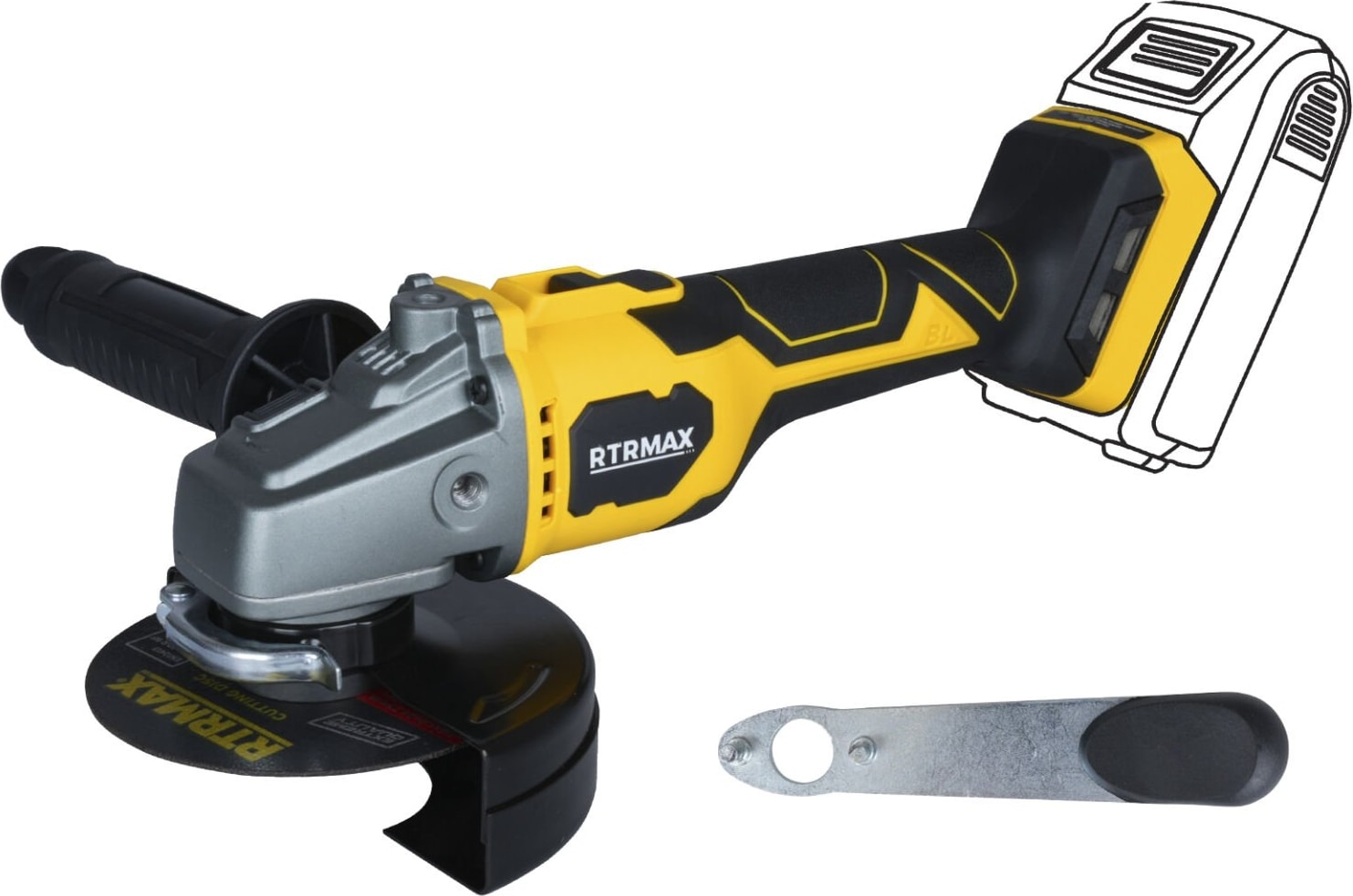 RTRMAX RTX3060B Şarjlı Avuç Taşlama Makinası Kömürsüz 125 mm - Akü Hariç