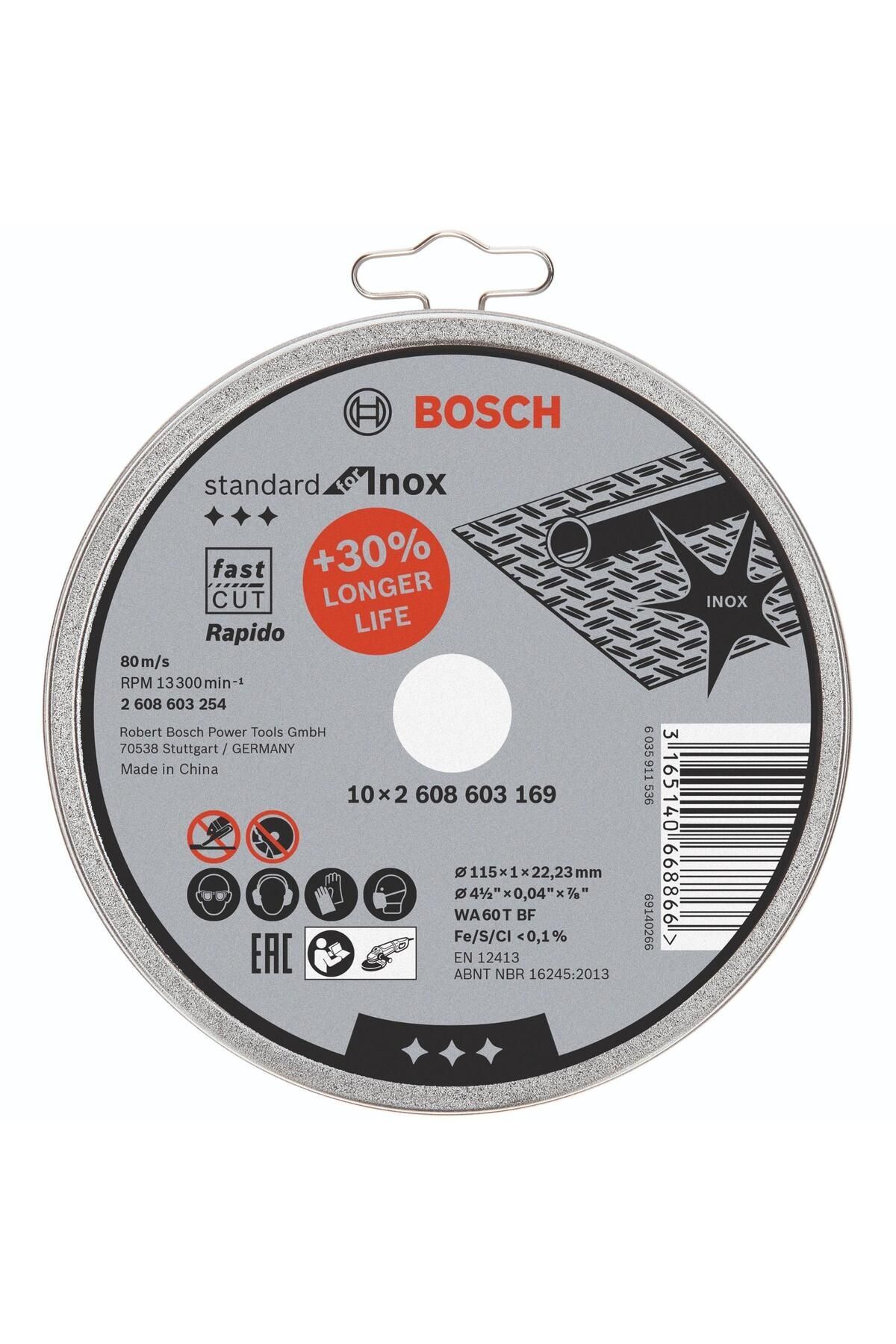 İnox Kesme Taşı 115x1.0x22.23 2608603254 (PK 10LU)