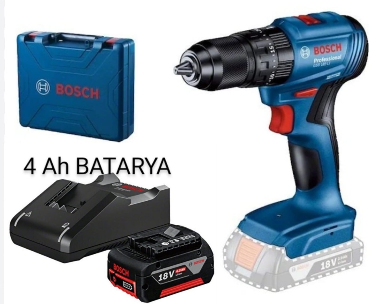 BOSCH Gsb 185-Lİ Darbeli Kömürsüz (4 Ah Tek Batarya )
