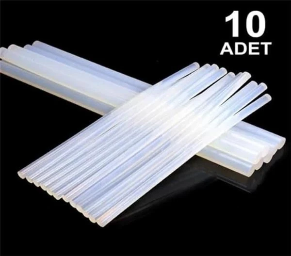 10 Adet Mum Sıcak Silikon, 11MM - 30CM Kalın Şeffaf Silikon