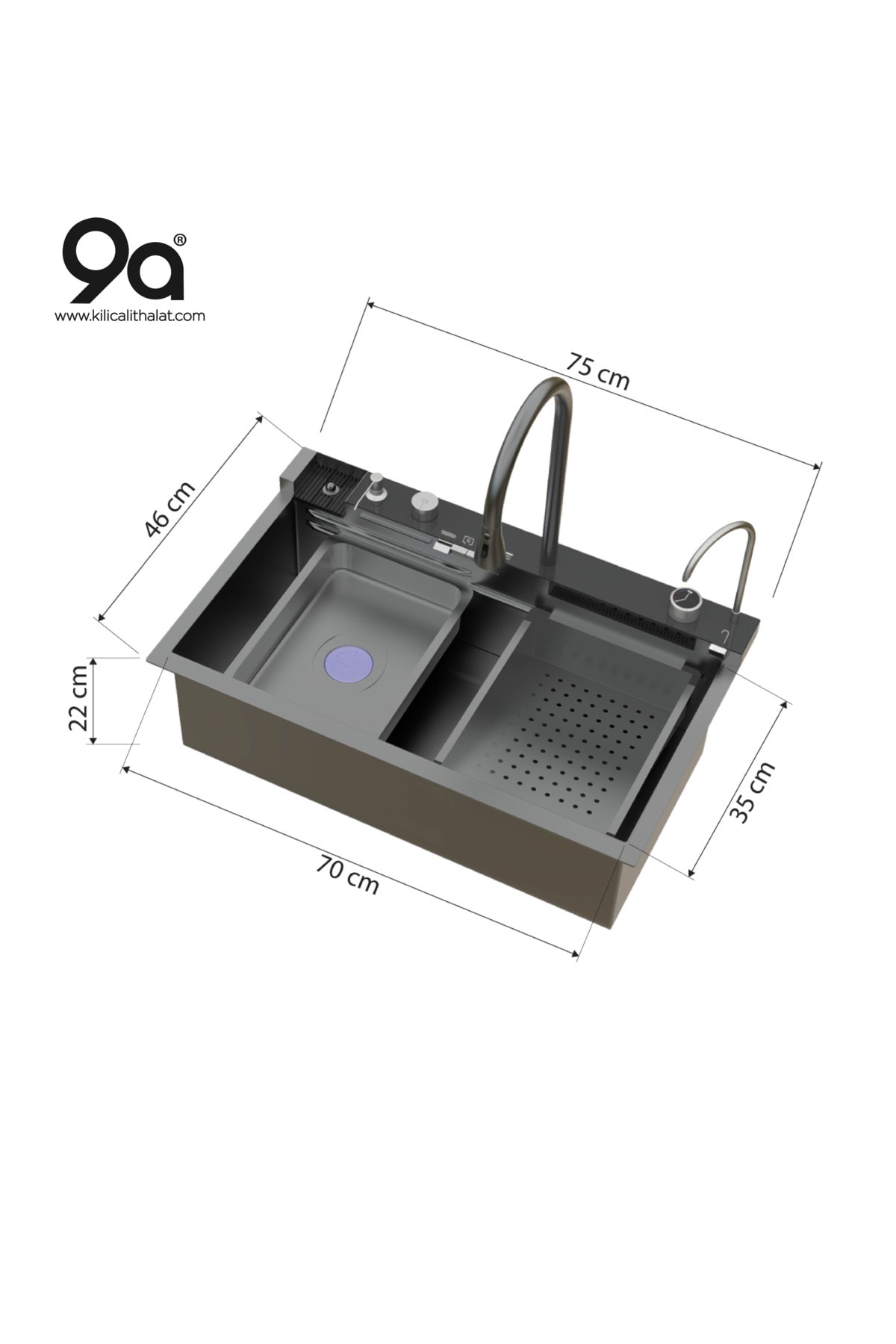 Mutfak Eviyesi Teknolojik Akıllı Eviye 304 Materyal Paslanmaz Çelik 3 Mm Kalınlık Garantili