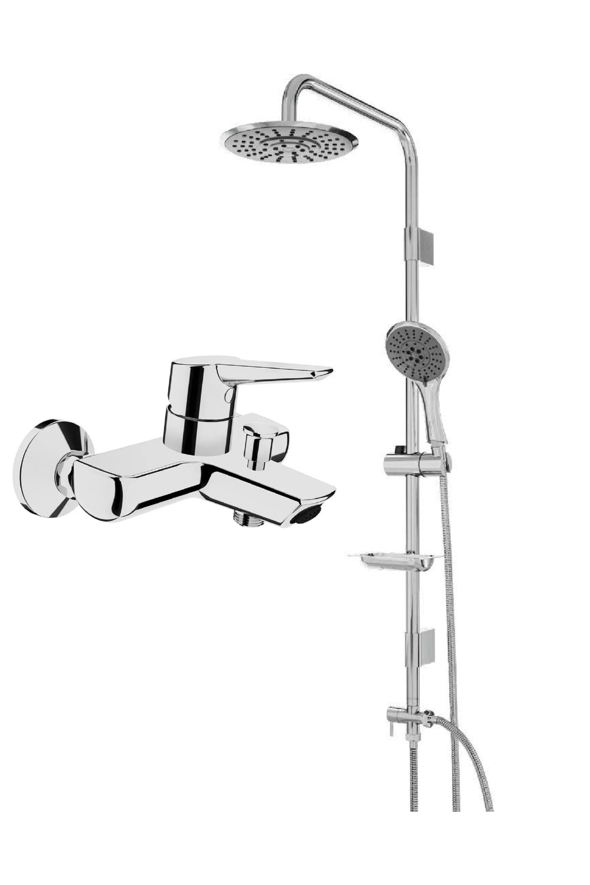Flo S A41937 Banyo Bataryası Tema Paslanmaz Çelik Yağmur Tepe Duş Seti 2'li Set