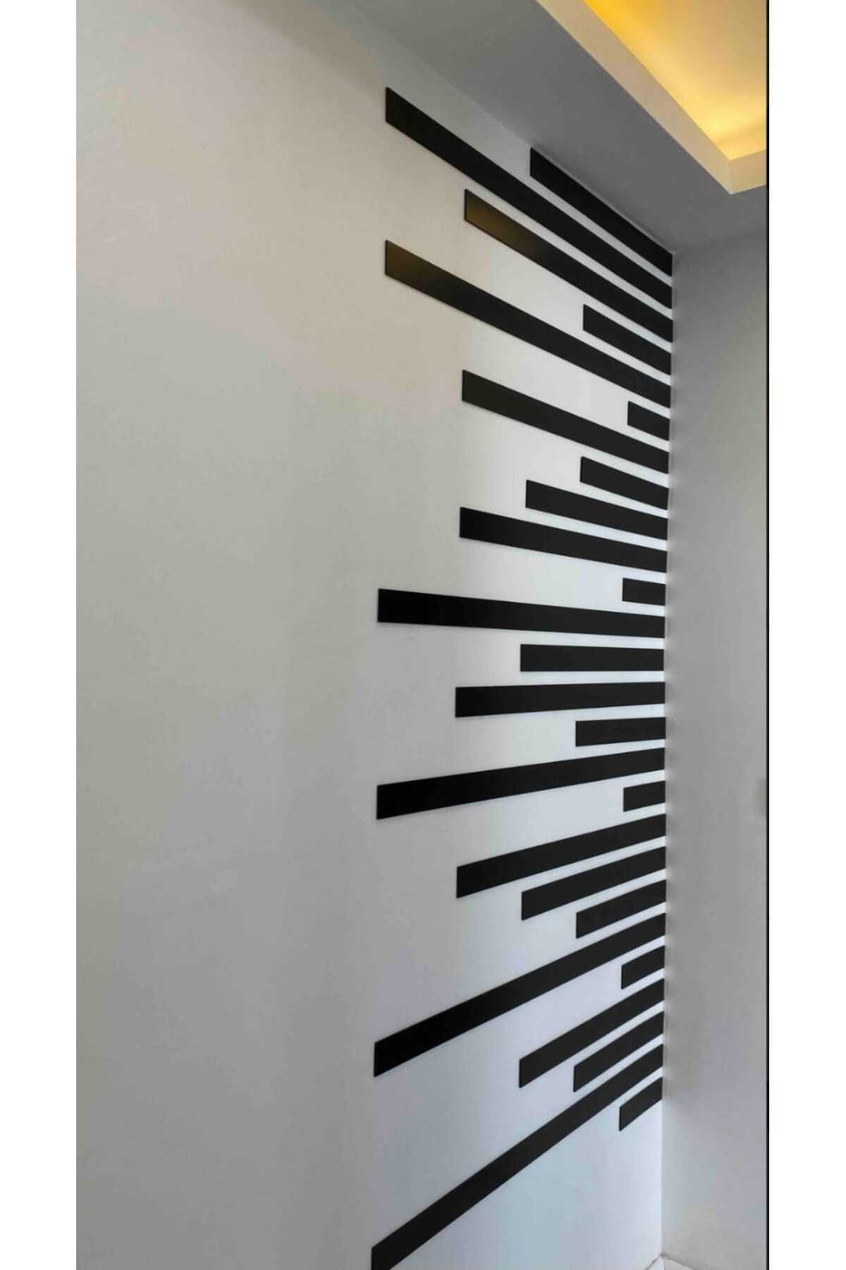 Lx Duvar Dekorasyon Çıtası 5 Farklı Ebat (100CM 80CM 60CM 40CM 20CM) 25 Adet Panel Siyah Renk