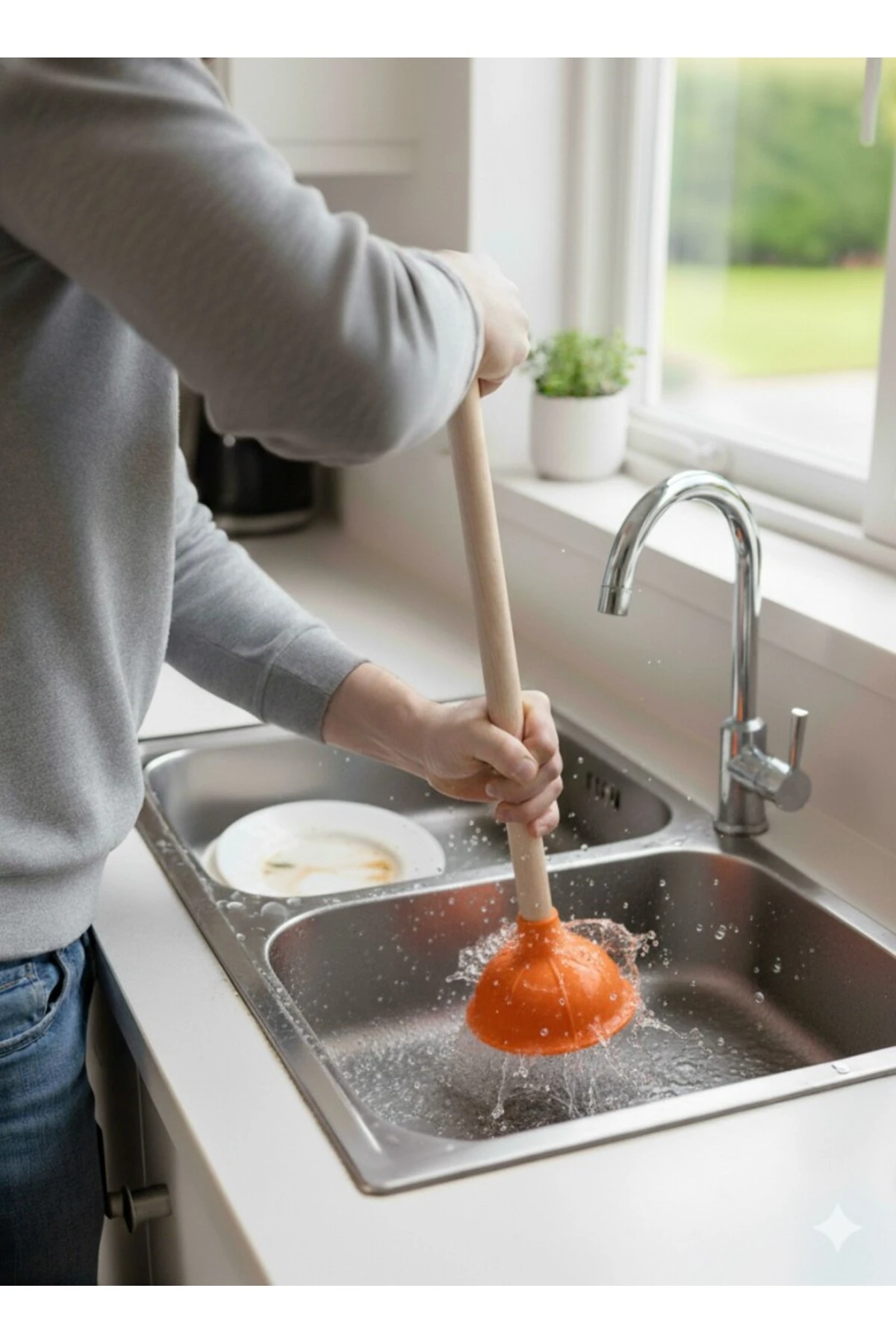 Turuncu - Klozet, Banyo ve Lavabo Gider Açma Pompası