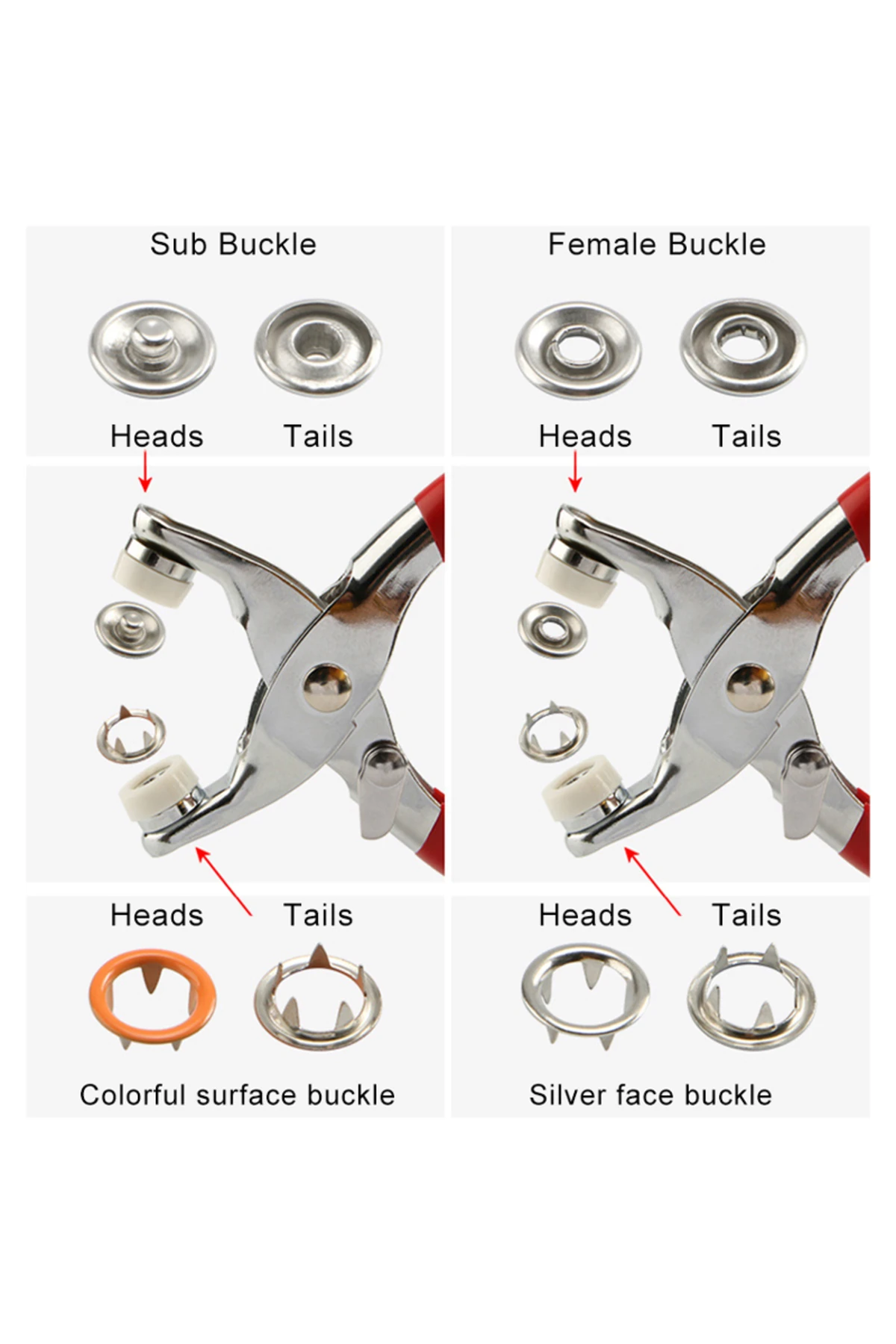 Metal Çıtçıt Düğme Pensesi- 100 Adet Çıtçıt Düğmesi Seti-metal Düğme Yapma Pensesi Ve Düğmesi