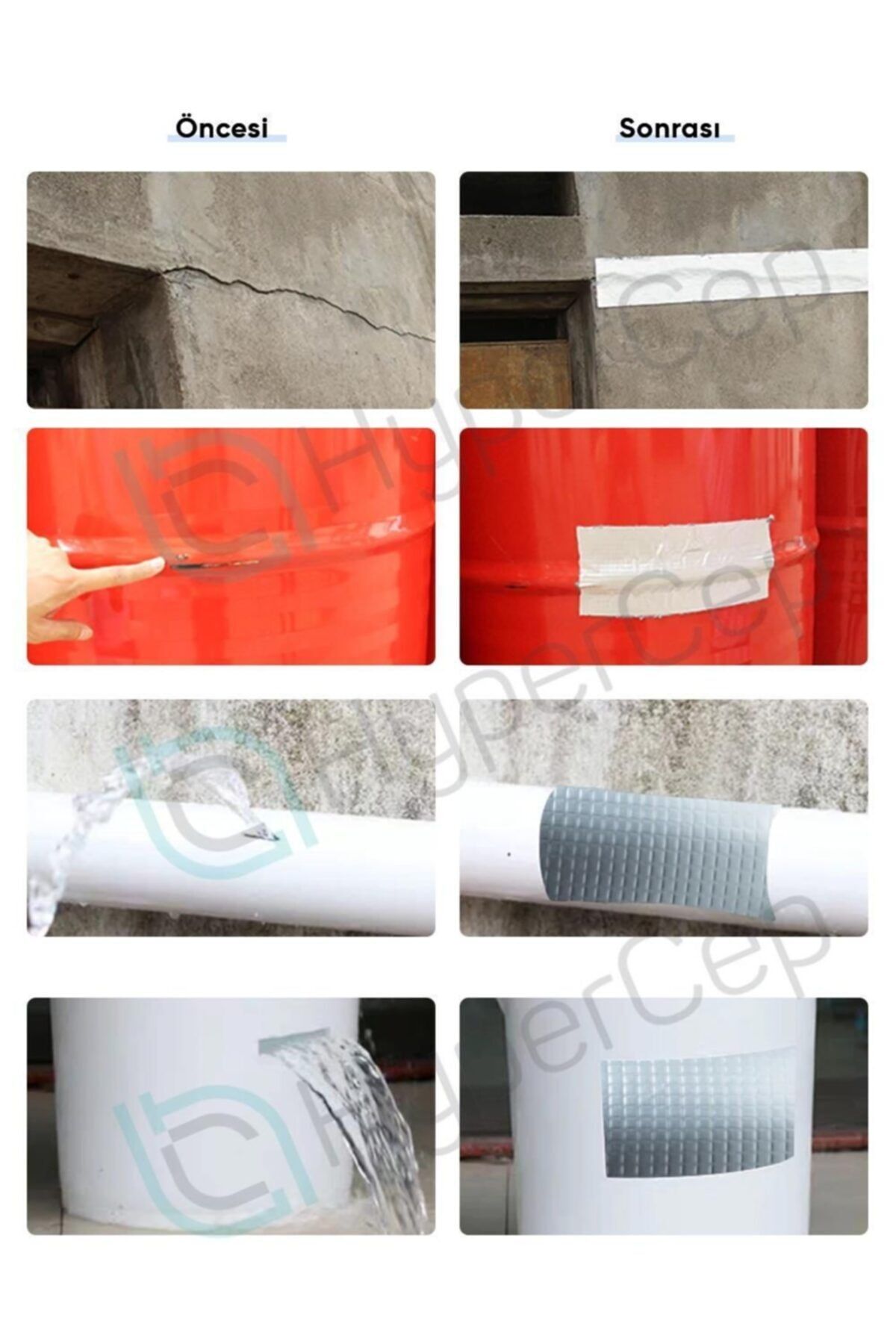 OZKUVVET Çatı Izolasyon Ses Su Yalıtım Tamir Çamur Bandı 10 cm 8 m