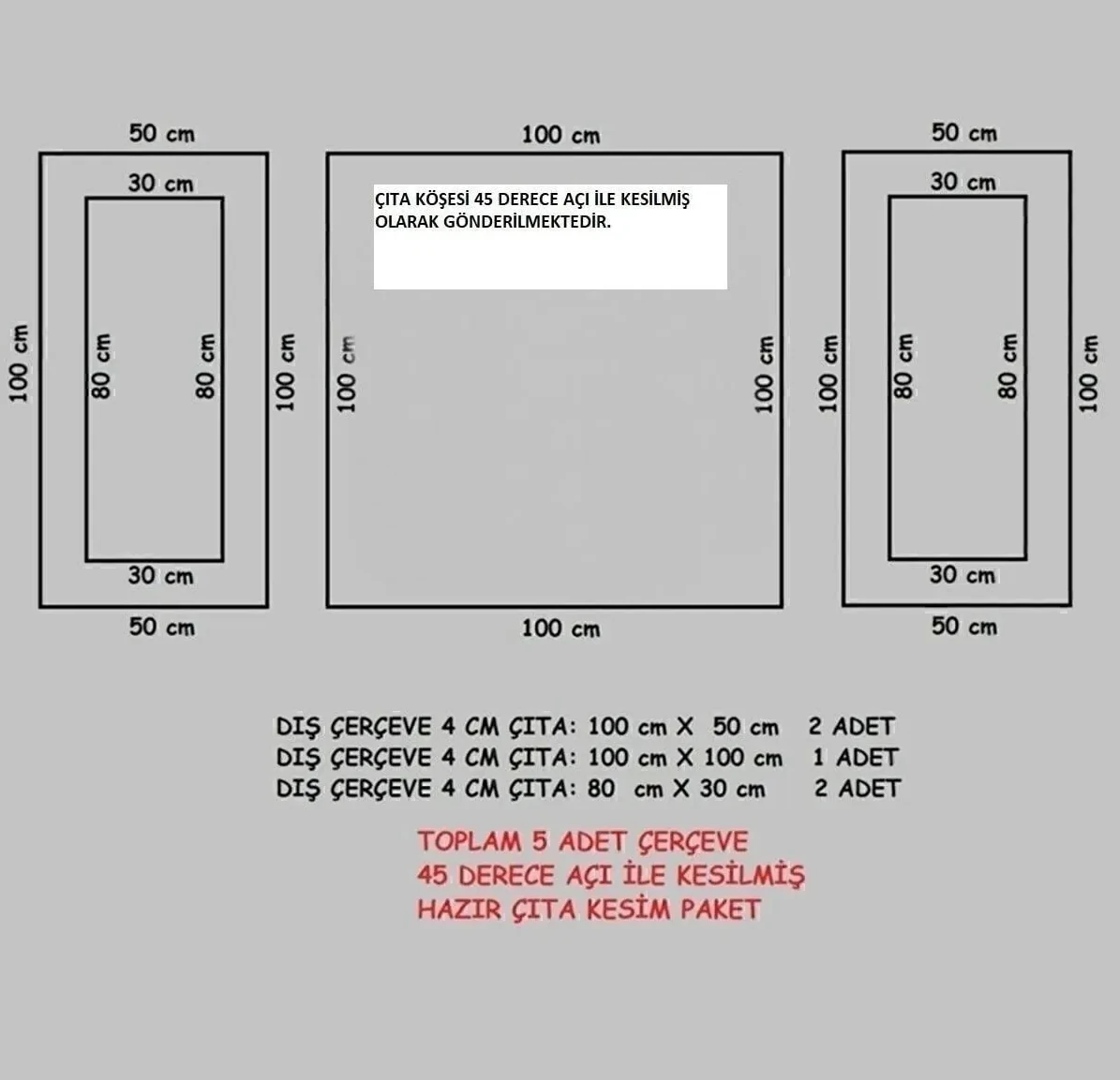 Dekoratif Boyanabilir 3 cm Strafor Duvar Çıtası Hazır Kesimli 5 Adet Çerçeve Paketi