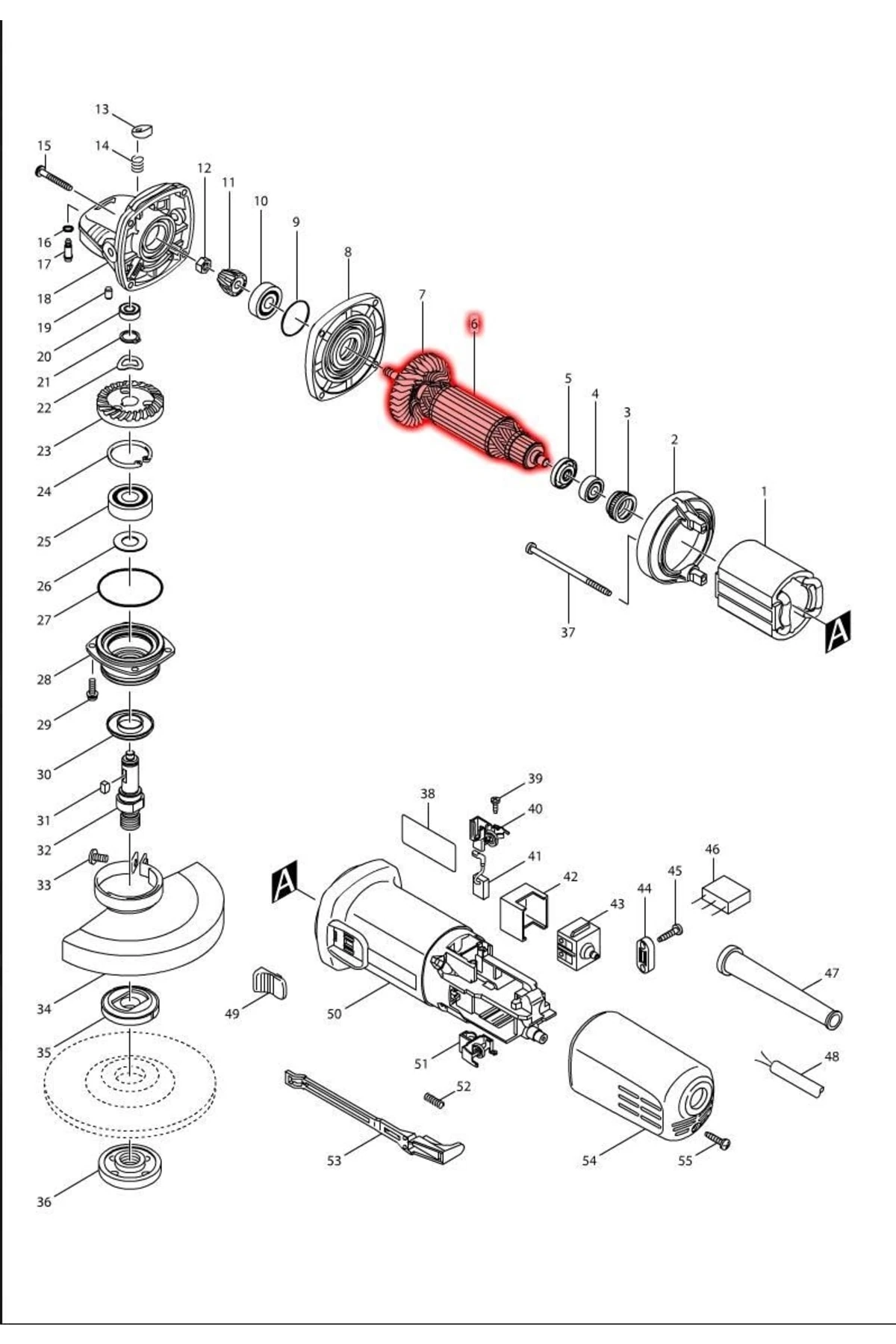 Makita 9558hn Endüvi Rotor Kollektör Ürün Kodu 510084-5