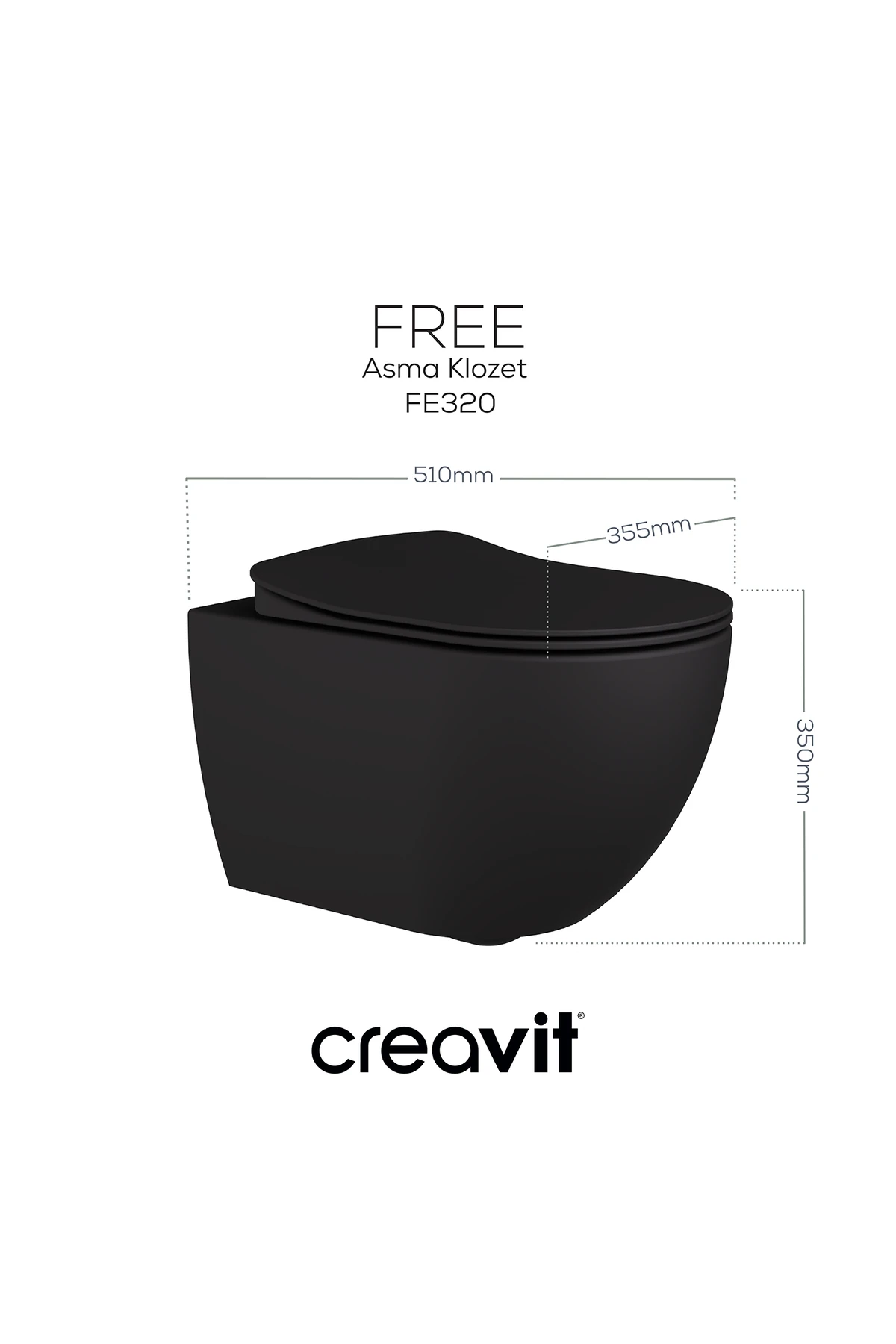 Free Antrasit Asma Klozet ve Duroplast Yavaş Kapanan Klozet Kapağı