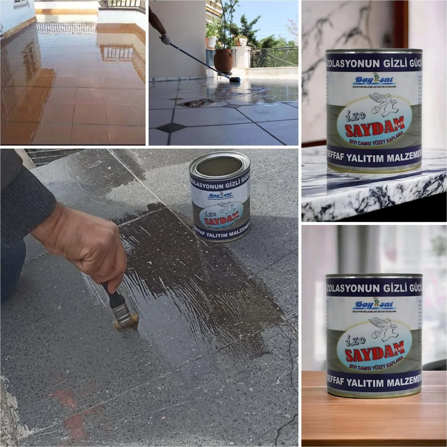 Izo Saydam Glass Seramik Karo Mermer Şeffaf Sıvı Cam Izolasyon Kaplaması 2 kg