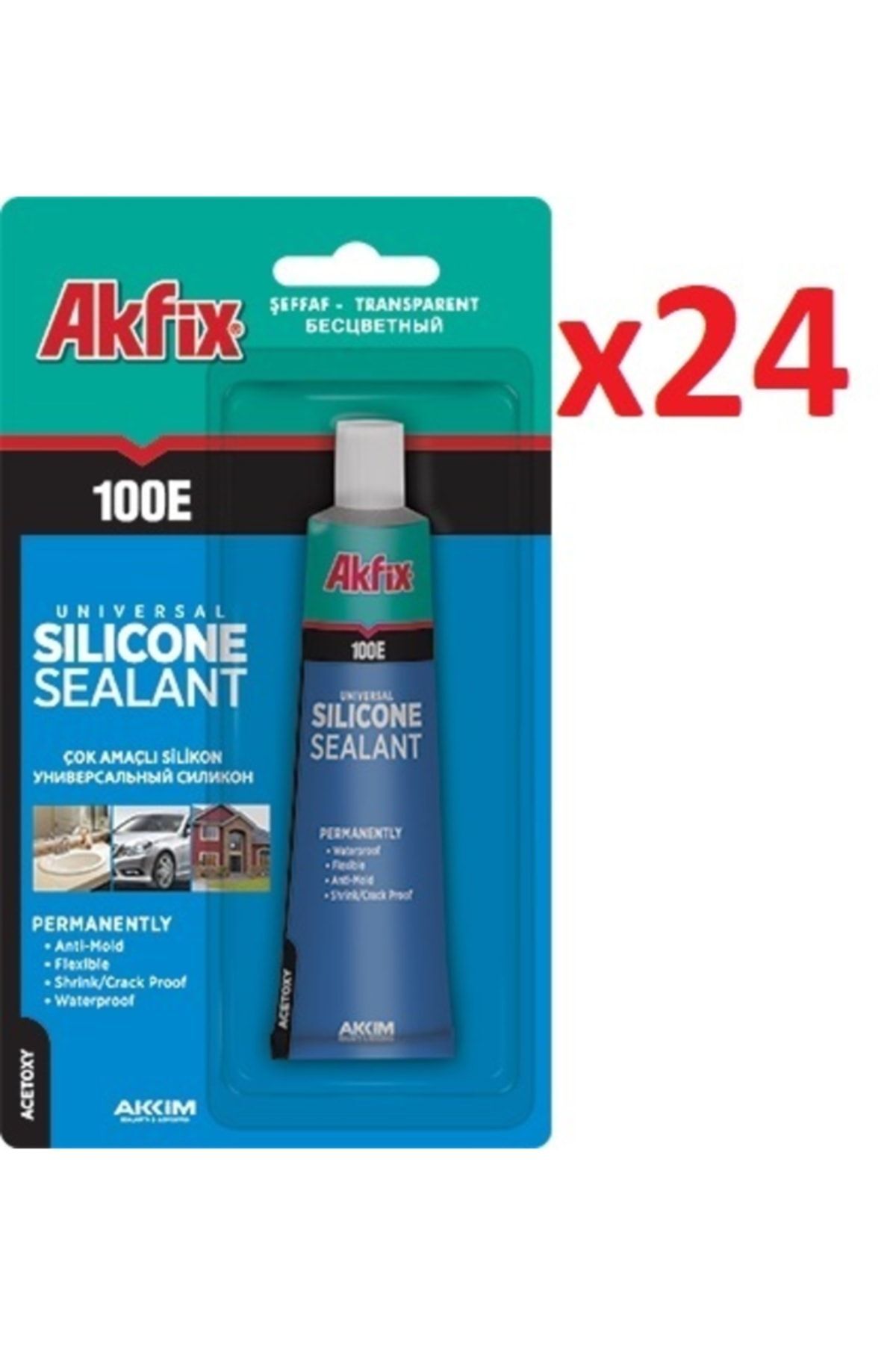 100e Genel Amaçlı Silikon 50 Ml Beyaz (1 Koli - 24 Adet)