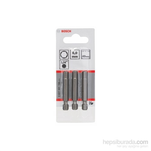 BOSCH - 3'Lü Paket - Ekstra Sert Seri Vidalama Ucu - Hex 6, 49 Mm