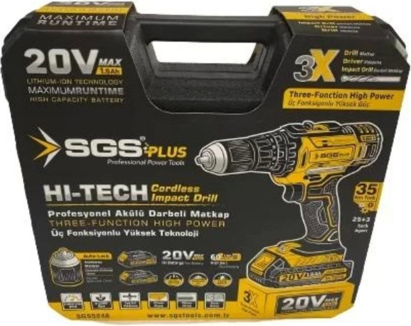 Plus 5248 Akülü Darbeli Metal Ve Ahşap Vidalama Matkap Seti 20V