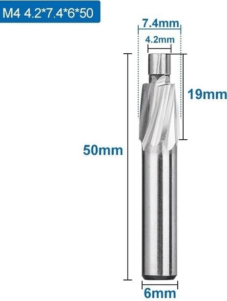 4.2X7.4X6X50 Xcan 1 Adet 4 Flüt Hss Havşa Uçlu Değirmen M3.2-M20 Pilot Planya Ucu Freze Kesici Ahşap/metal Delme Havşa Değirmeni (Yurt Dışından)