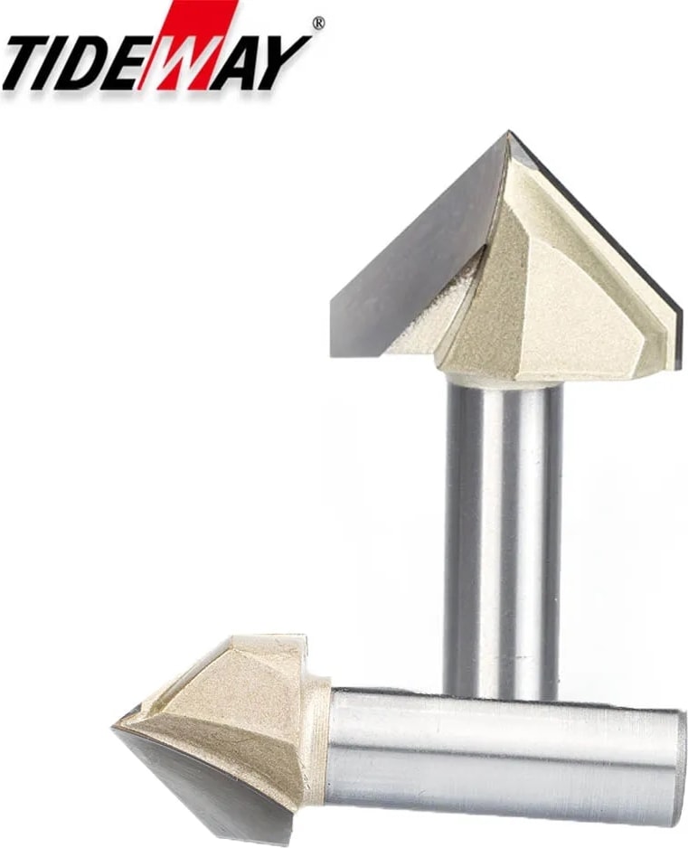 V00116 Tideway 90 Derece V-Tipi Ağaç Işleme Freze Kesici Karbür Cnc Router Bit V Oluk Ahşap Mdf Kesme Planya Gravür (Yurt Dışından)