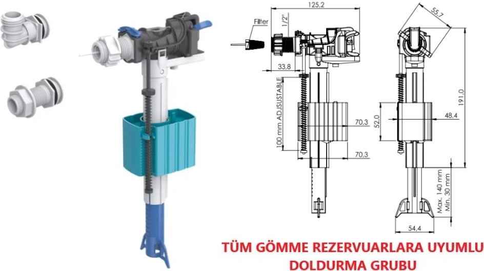 Fillexor Gömme Rezervuar Doldurma Grubu Set (Tüm Gömme Rezervuarlara Uyumludur)