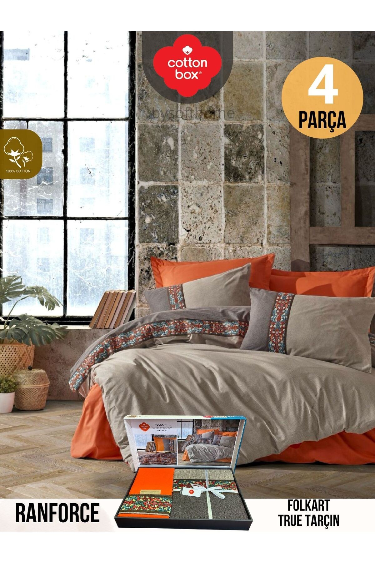 FOLKART TRUE TARÇIN Ranforce Çift Kişilik Nevresim Takımı %100 Pamuk