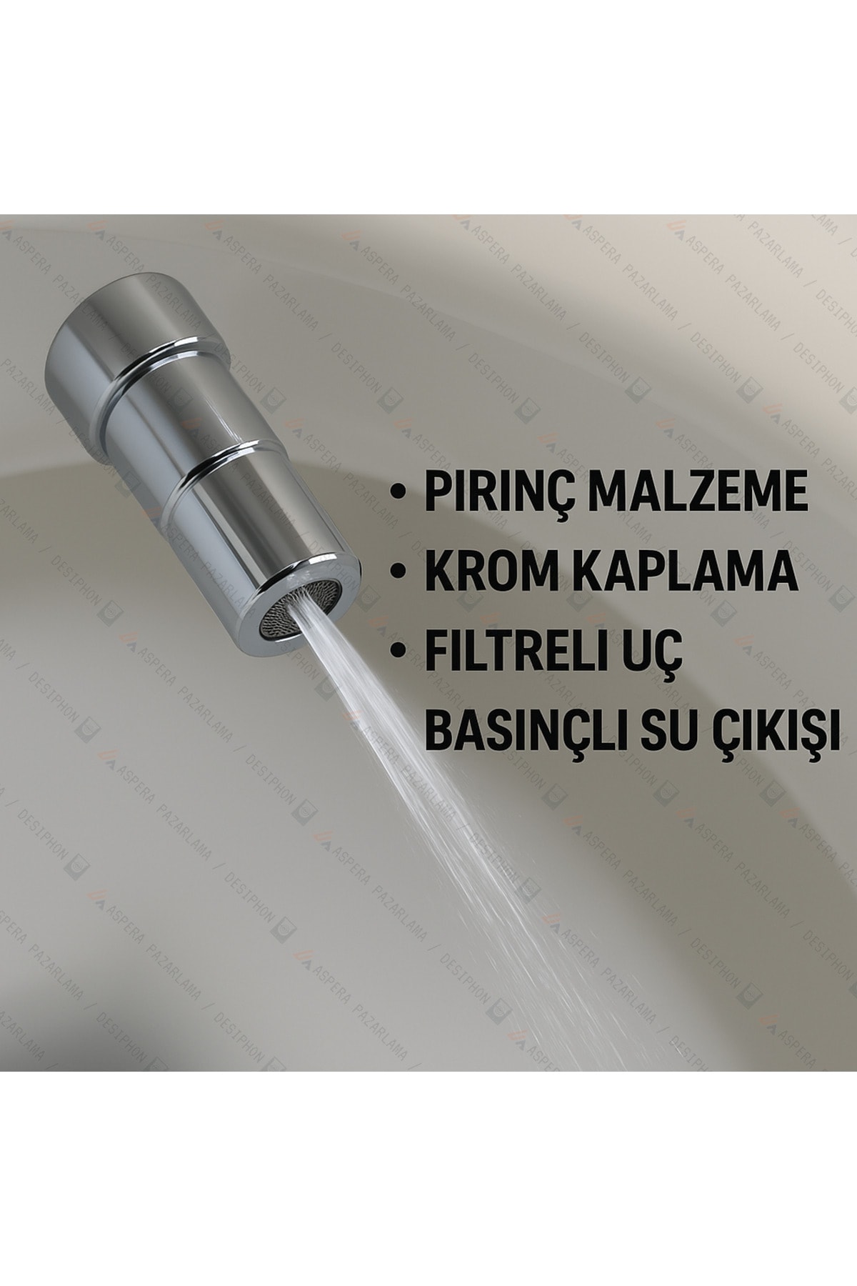 Üniversal Klozet Taharet Çubuğu Ucu – Perlatörlü, Oynar Başlıklı, Krom Kaplama, Basınçlı Su Çıkışı