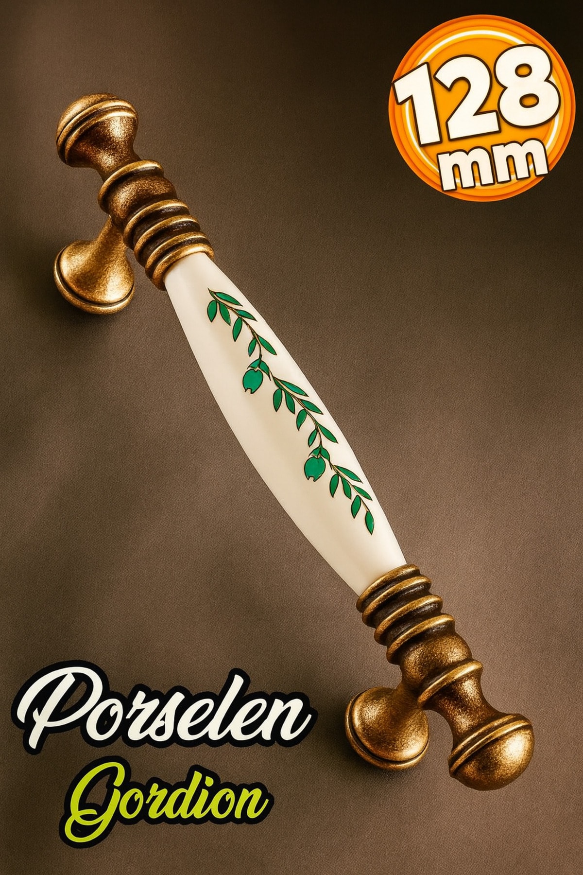 BADEM10 Gordion (PREMİUM) Porselen Eskitme Antik Beyaz 128 Mm Mobilya Mutfak Dolabı Dolap Kulpu Kulbu
