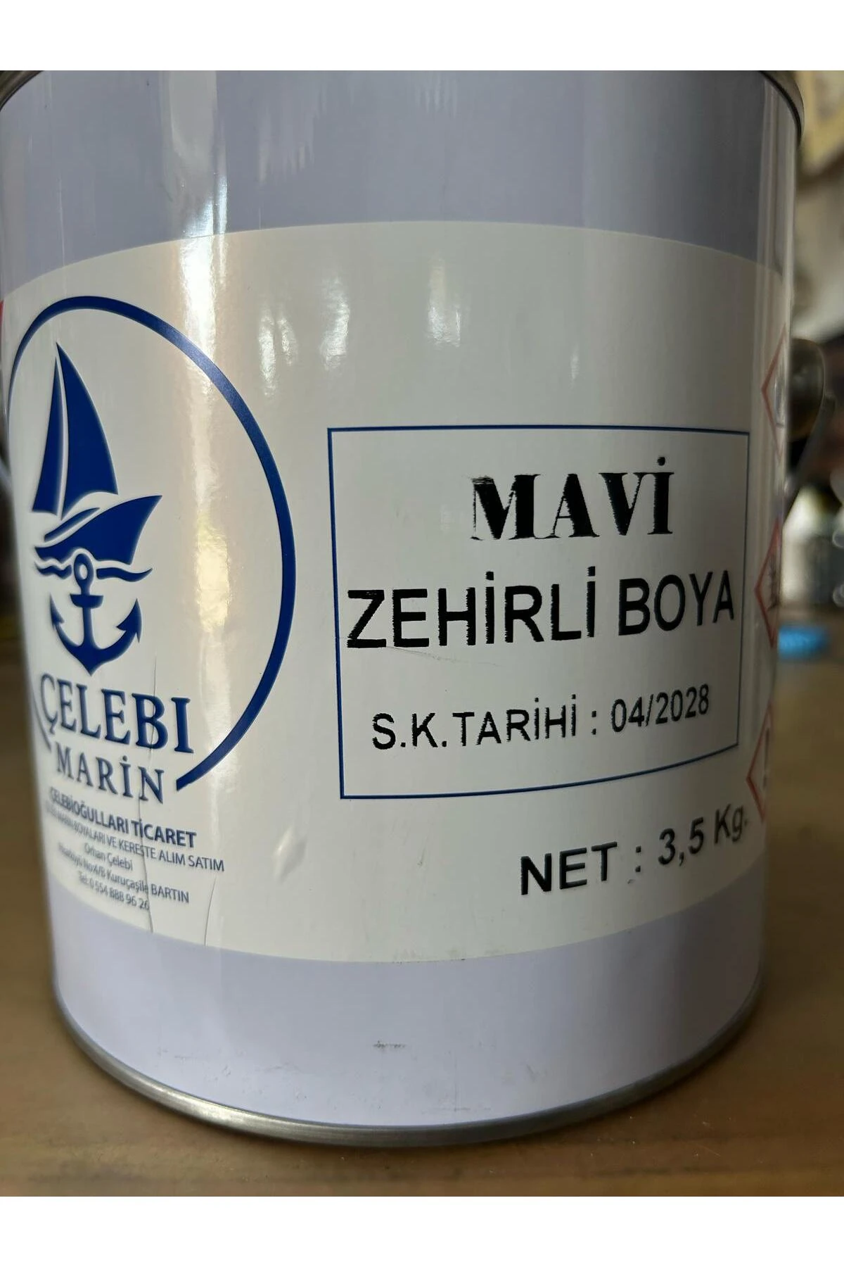 ÇELEBİ MARİN SEZONLUK TEKNE ZEHİRLİ BOYASI MAVİ 3.5 KG