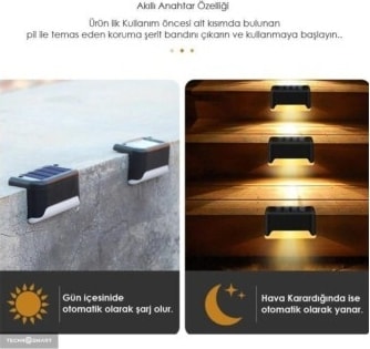 OZKUVVET Waterproof Solar Merdiven Lambası 4 Adet