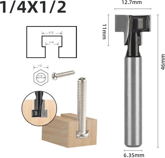 6 1/4 "6mm 6.35 mm 8mm Shank T Yuvası Kesici Yönlendirici Bit Seti Altıgen Cıvata Anahtar Delik Uçları T Planya Freze Ahşap Ağaç Işleme Için (Yurt Dışından)