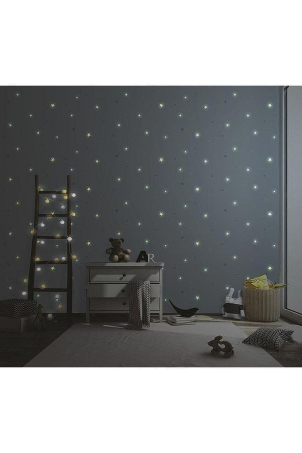 ADAKIDS 8913 Gece Fosforlu Parlayan Yıldızlar Desenli Duvar Kağıdı 10,6m2