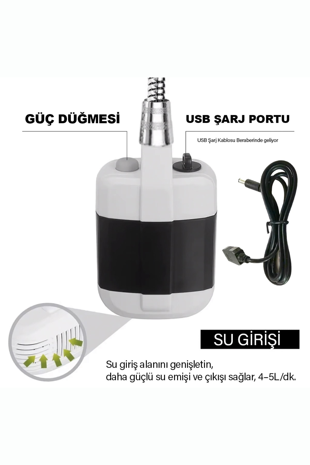 Şarjlı Portatif Taşınabilir Duş