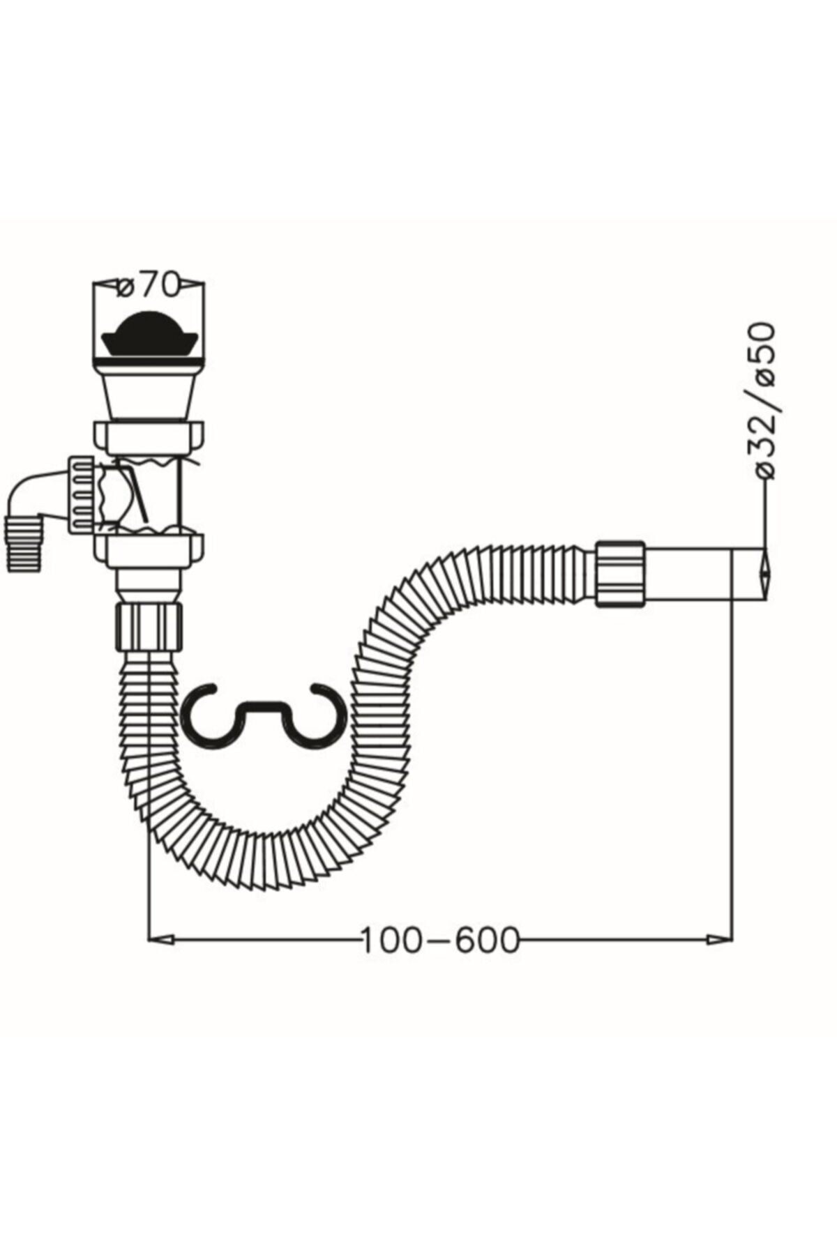 Körüklü Evye Sifonu Makine Girişli 32 Mm