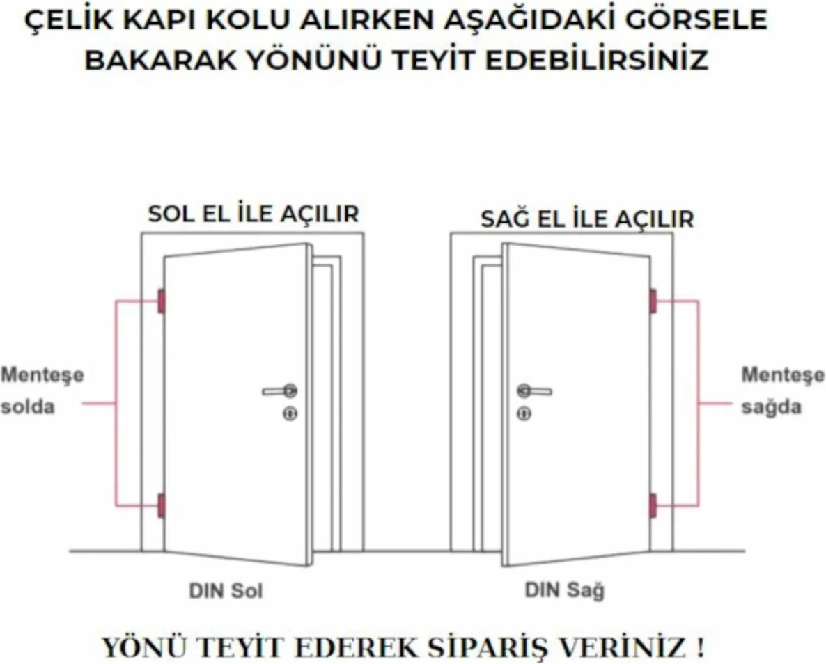 Kumru Titanyum Saten Aynalı Yale Çelik Kapı Kolu + Kapı Babası Sağ Basar Tek Yön